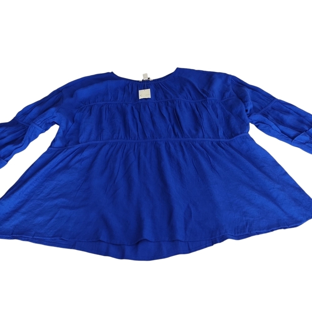 C Est. 1946 Women's Blue 3/4 Ruffle Sleeve Cowlneck Top Blouse Size XL NWT - Picture 7 of 11